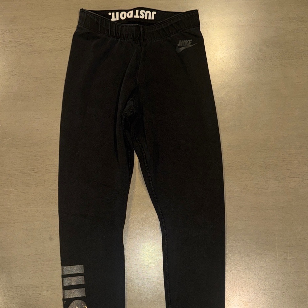 Nike Black Leggings with Silver Accents